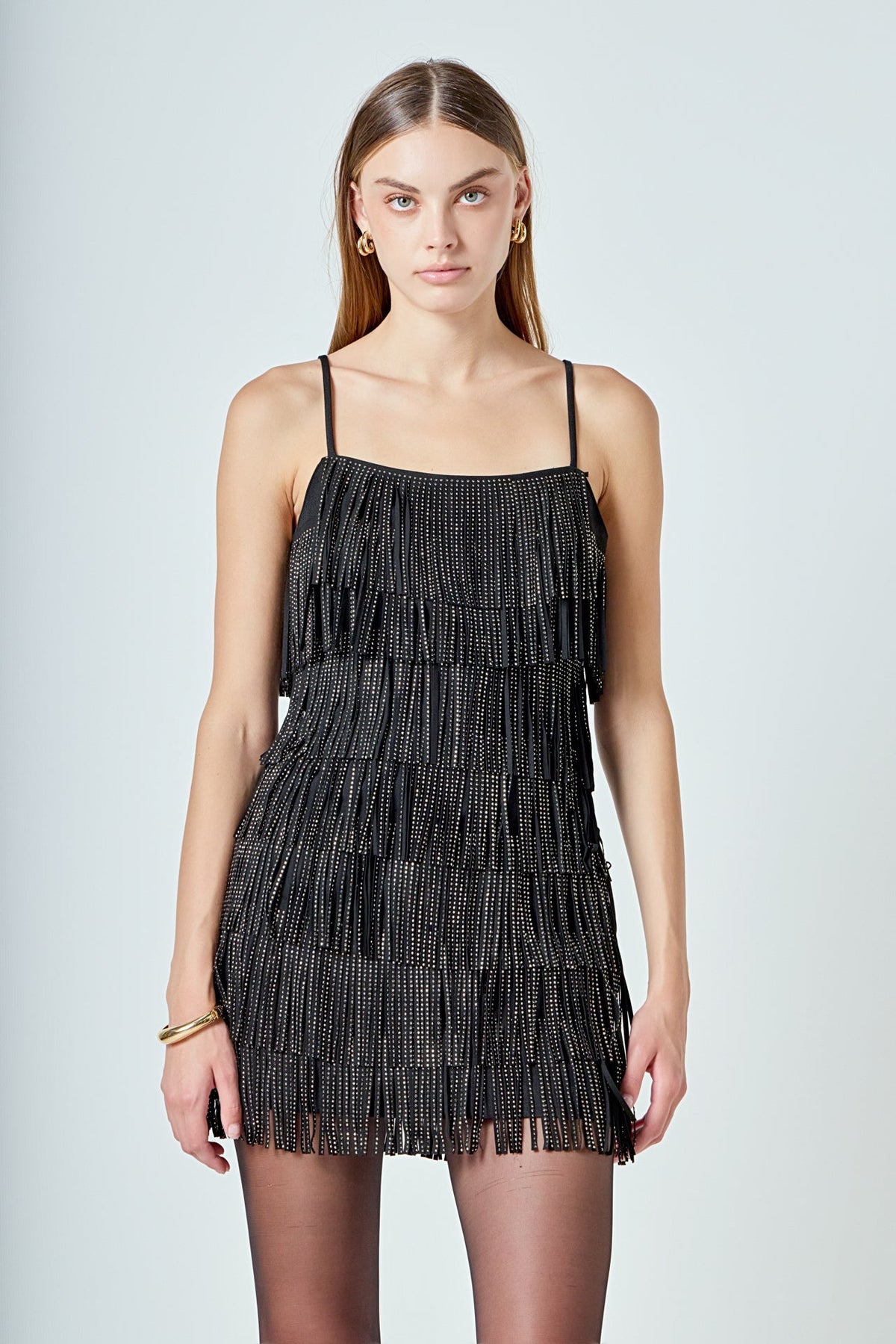 Endless Rose Featured | Rhinestone Faux Suede Fringe Mini Dress