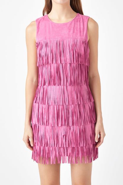 Endless Rose New | Tiered Faux Suede Fringe Mini Dress