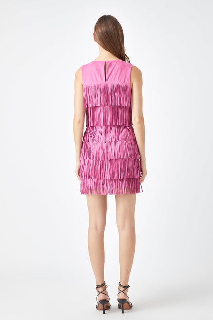 Endless Rose New | Tiered Faux Suede Fringe Mini Dress