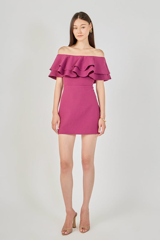 Endless Rose Latest | Ruffled Off Shoulder Mini Dress