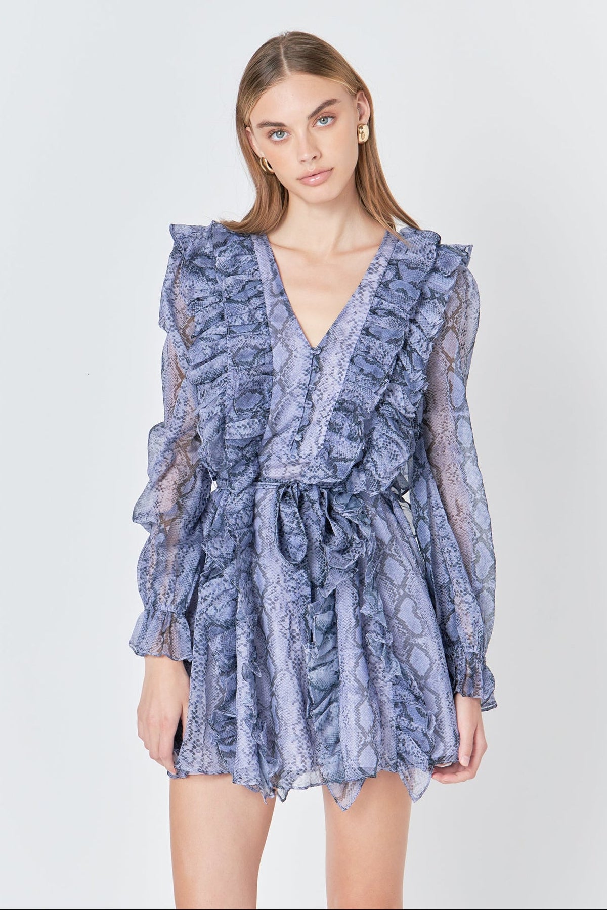 Endless Rose Best Price | Button Down Long Sleeve Ruffled Mini Dress