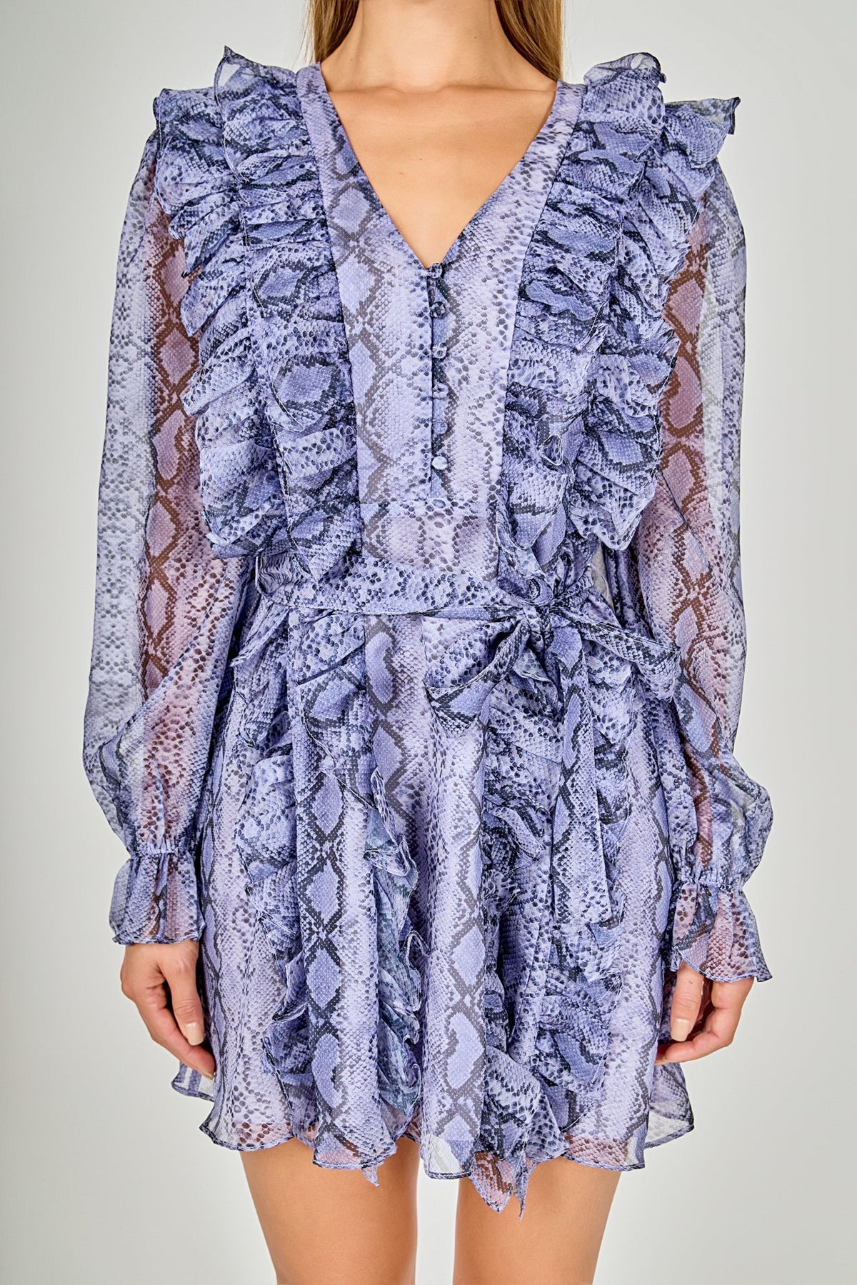 Endless Rose Best Price | Button Down Long Sleeve Ruffled Mini Dress