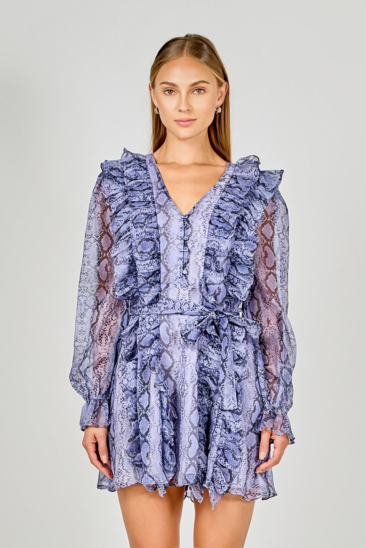 Endless Rose Best Price | Button Down Long Sleeve Ruffled Mini Dress