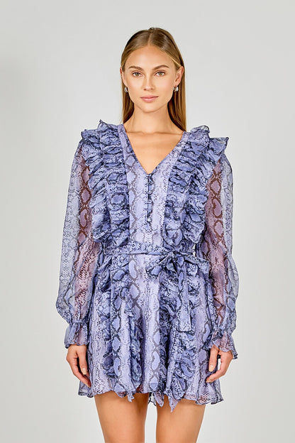 Endless Rose Best Price | Button Down Long Sleeve Ruffled Mini Dress