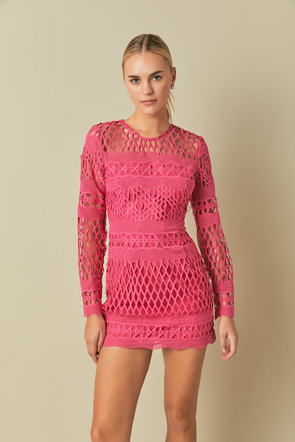 Endless Rose Special Offer | Long Sleeve Crochet Mini Dress