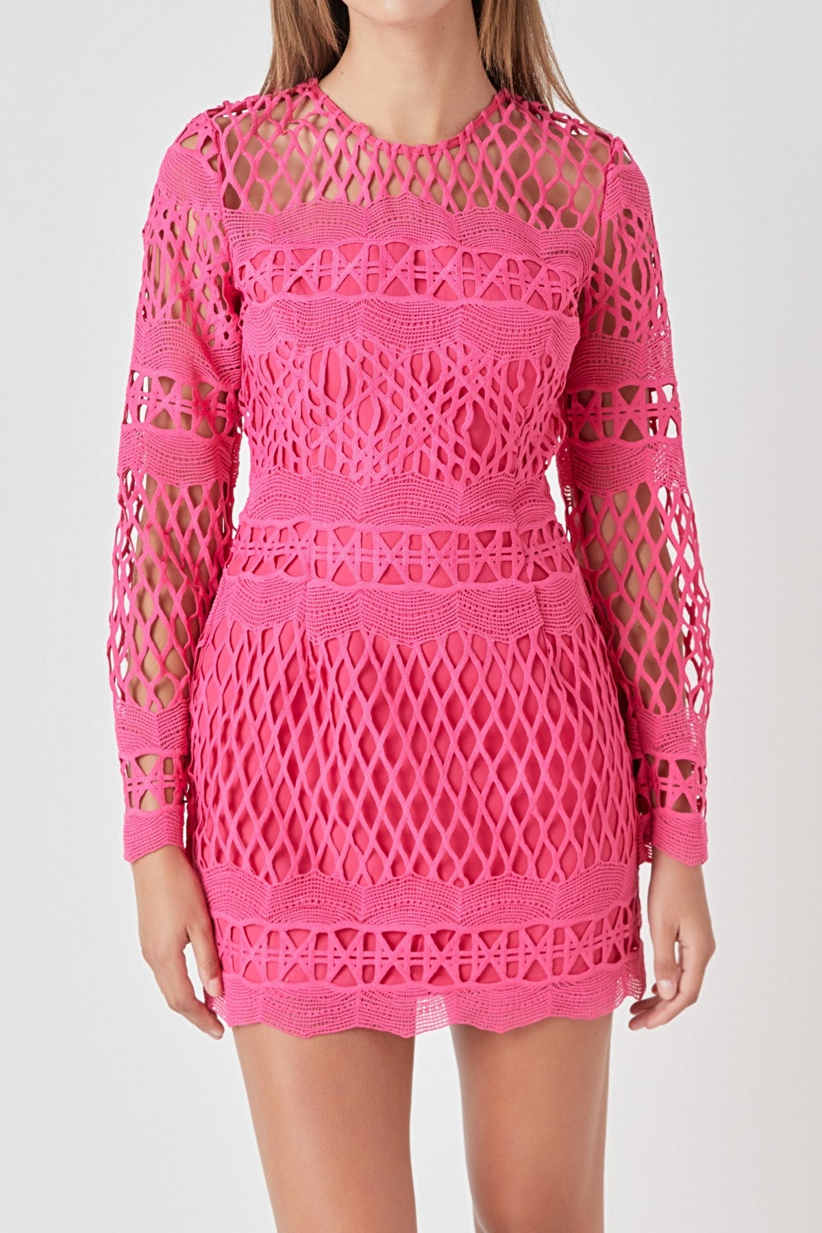 Endless Rose Special Offer | Long Sleeve Crochet Mini Dress