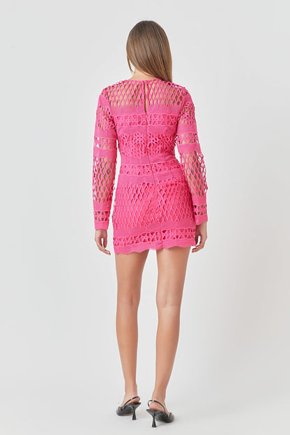 Endless Rose Special Offer | Long Sleeve Crochet Mini Dress