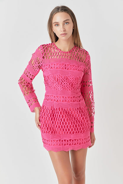 Endless Rose Special Offer | Long Sleeve Crochet Mini Dress