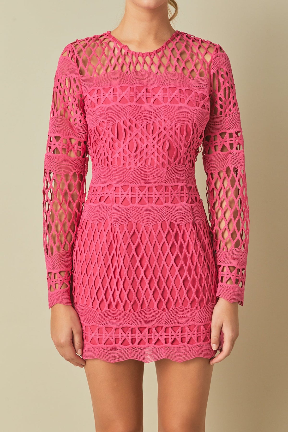 Endless Rose Special Offer | Long Sleeve Crochet Mini Dress