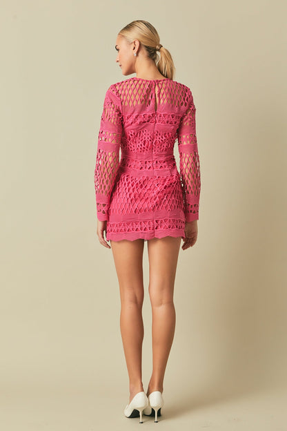 Endless Rose Special Offer | Long Sleeve Crochet Mini Dress