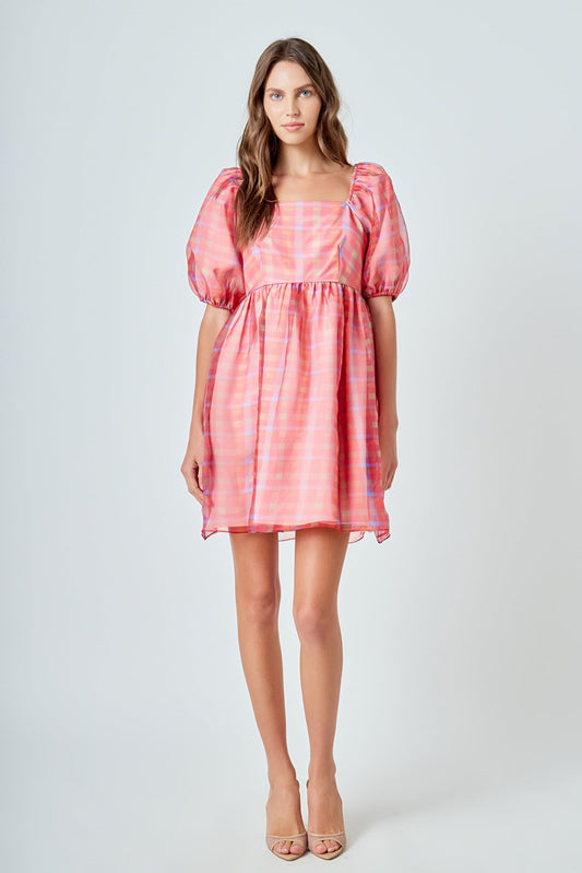 Endless Rose Essential | Checker Puff Mini Dress
