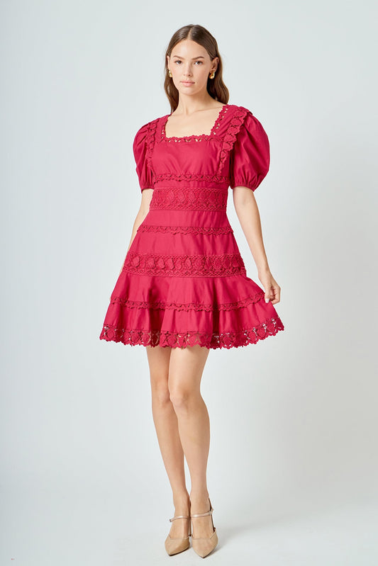 Endless Rose Trending | Lace Fit-and-Flare Mini Dress