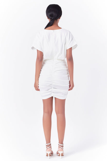 Endless Rose Latest | Stretch Linen Shirred Mini Dress