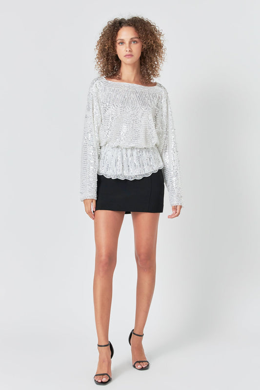 Endless Rose Premium | Peplum Sequins Top
