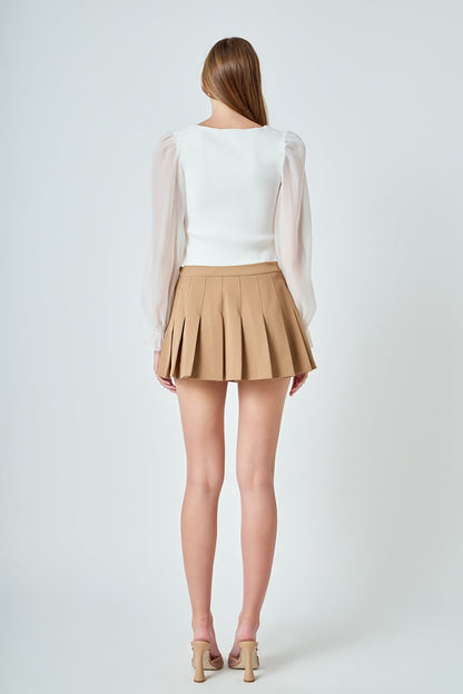 Endless Rose Best Price | Organza Sleeve Knit Top