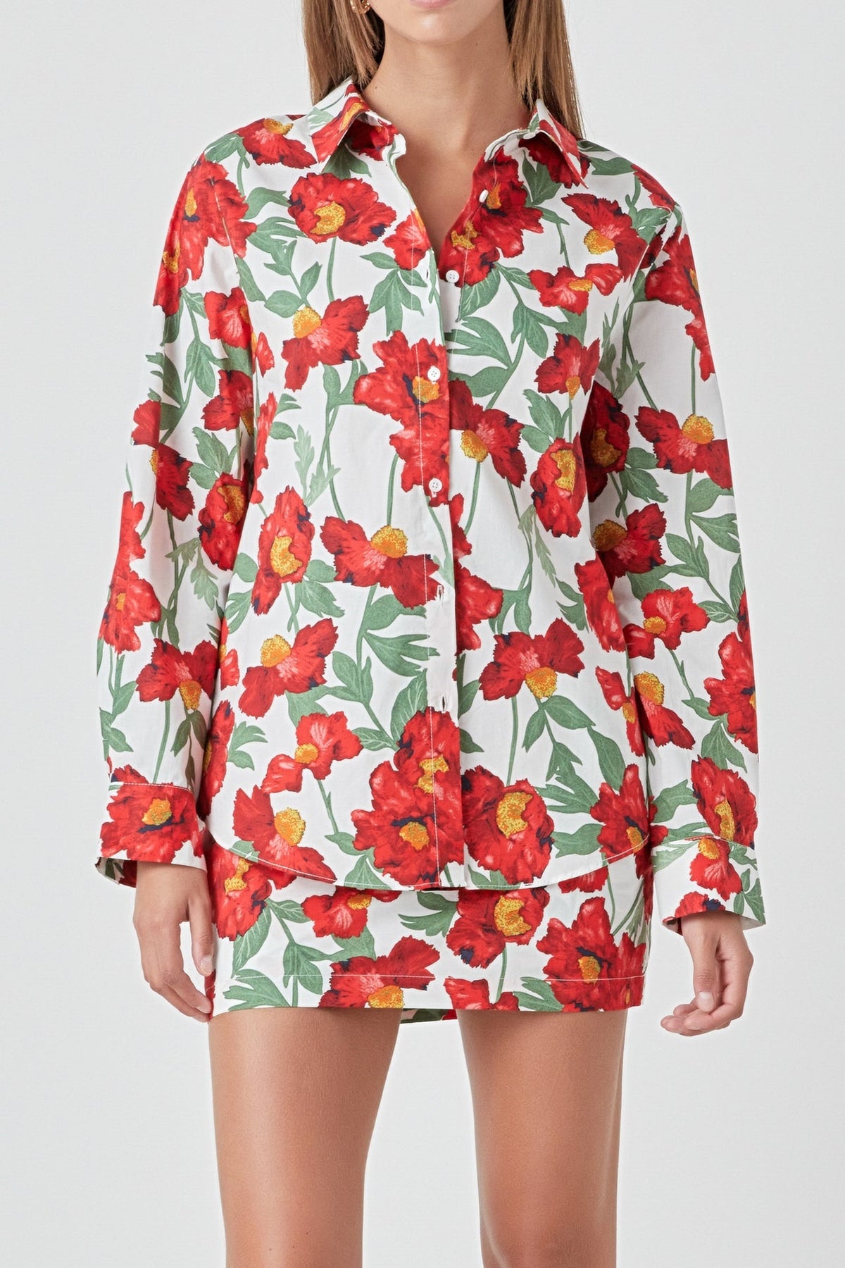 Endless Rose New | Floral Print Cotton Shirt
