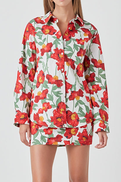 Endless Rose New | Floral Print Cotton Shirt
