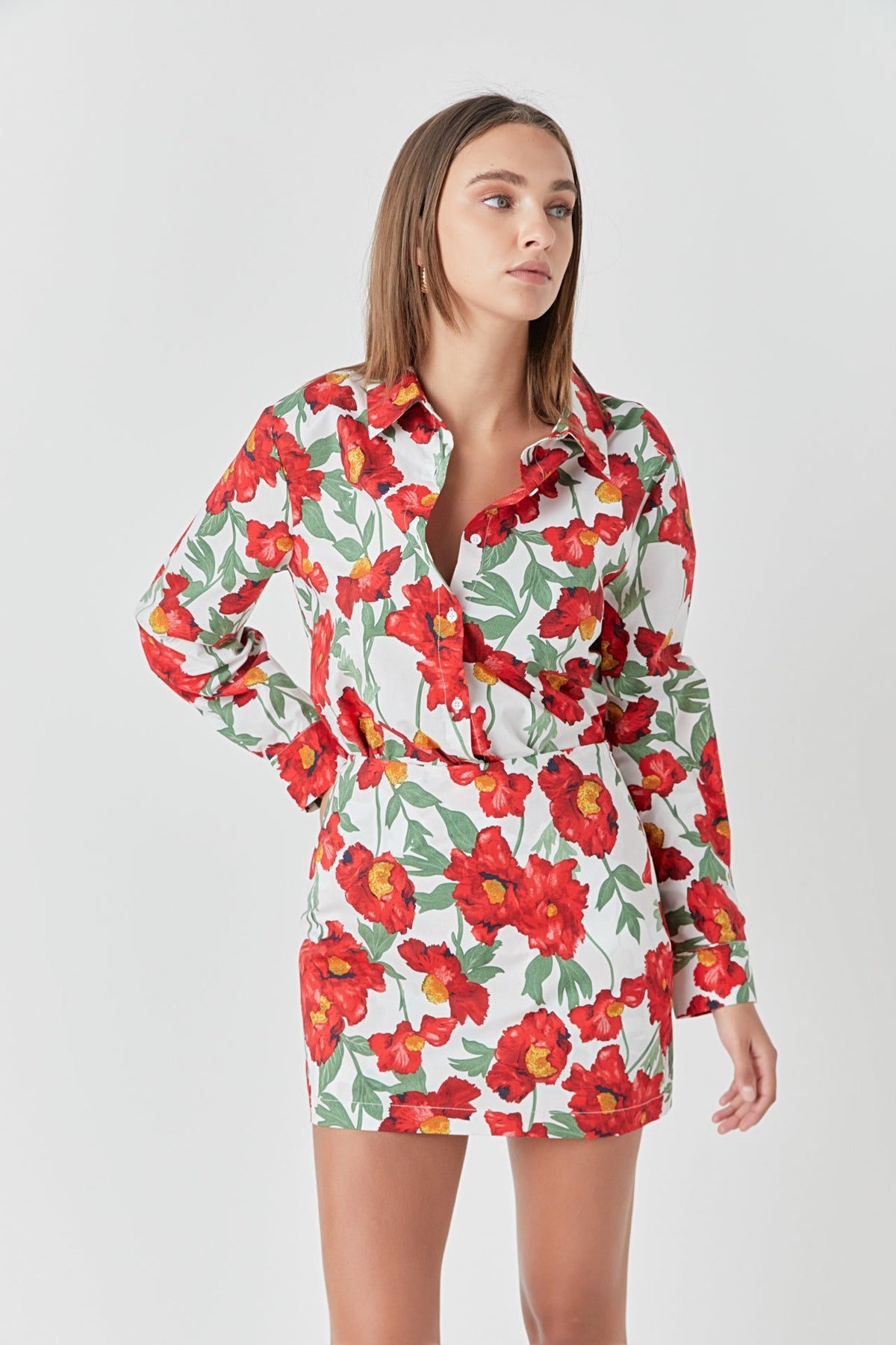 Endless Rose New | Floral Print Cotton Shirt