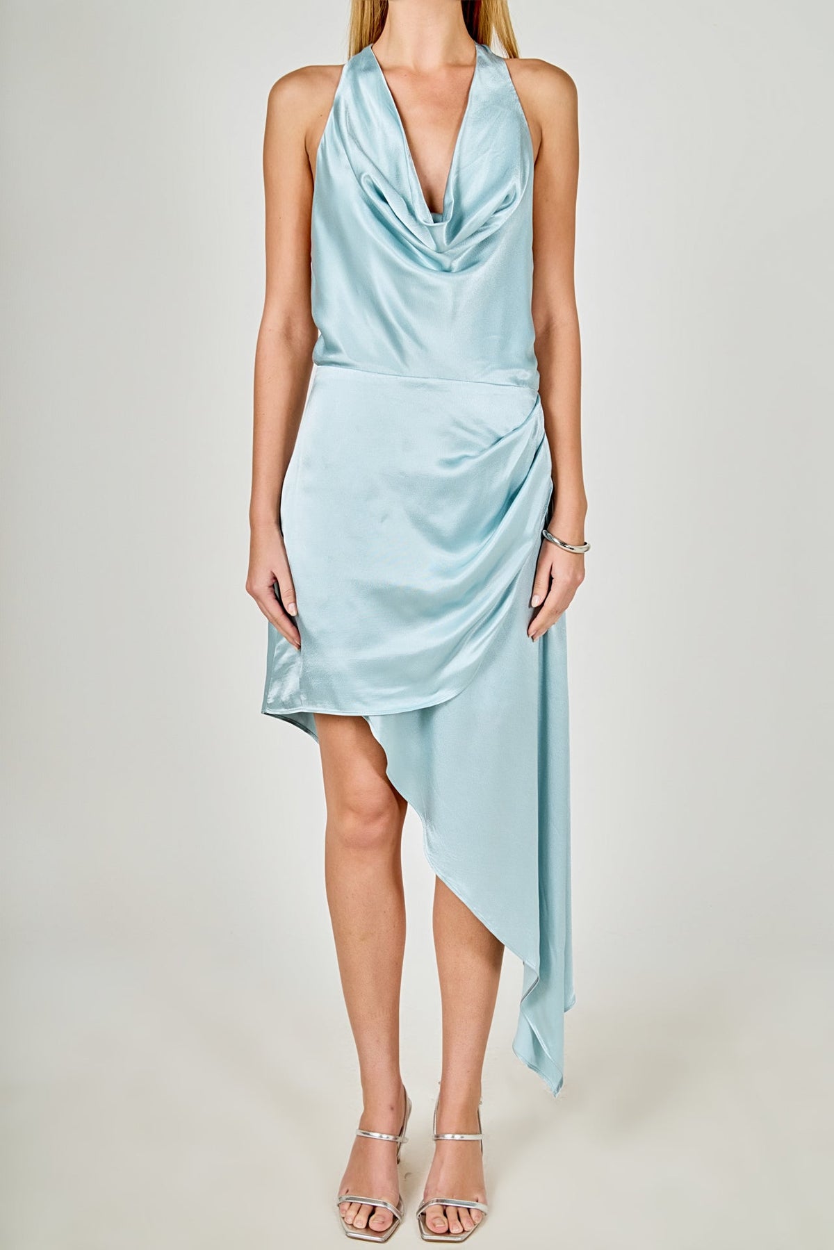 Endless Rose Premium | Halter Neck Asymmetric Satin Dress