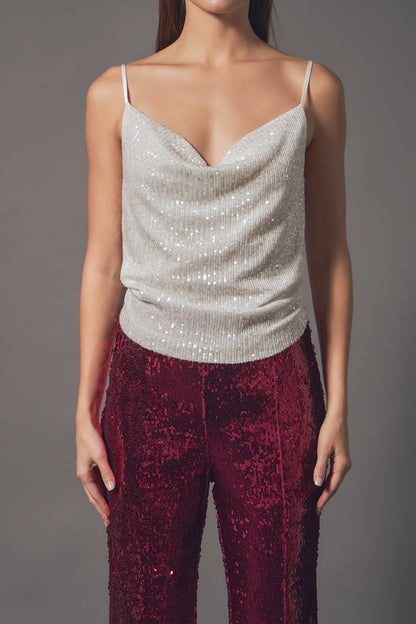 Endless Rose Value | Sequins Cowl Neck Top