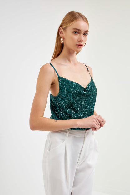 Endless Rose Value | Sequins Cowl Neck Top