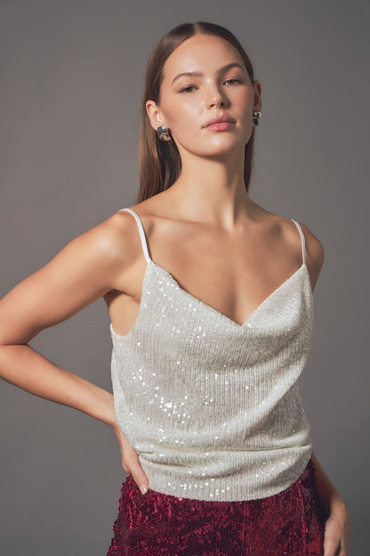 Endless Rose Value | Sequins Cowl Neck Top
