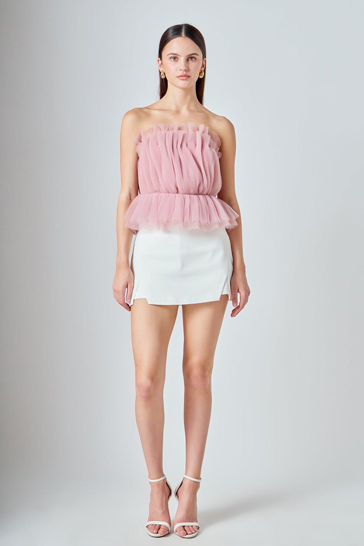 Endless Rose Sale | Strapless Tulle Peplum Top