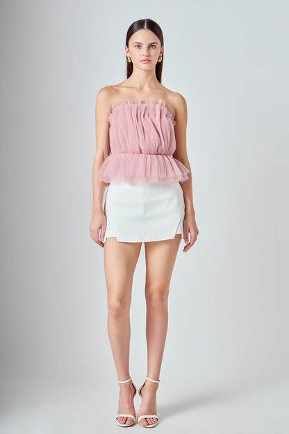 Endless Rose Sale | Strapless Tulle Peplum Top