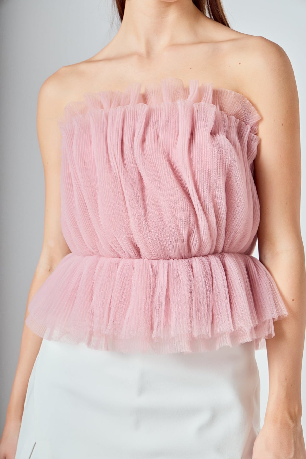 Endless Rose Sale | Strapless Tulle Peplum Top