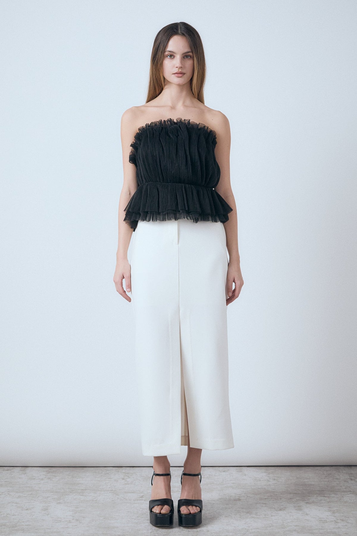Endless Rose Sale | Strapless Tulle Peplum Top