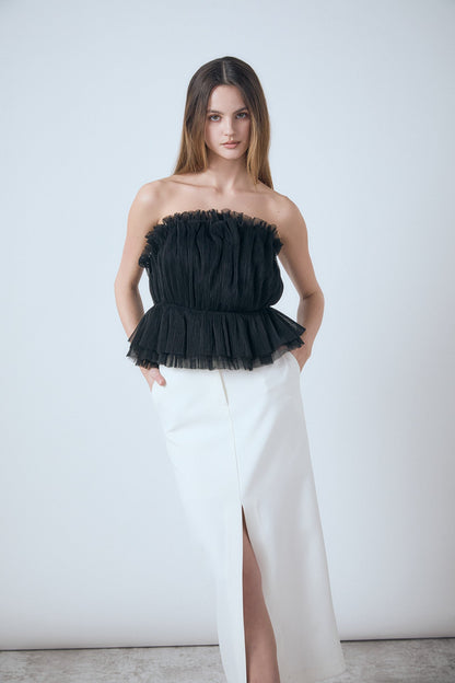 Endless Rose Sale | Strapless Tulle Peplum Top