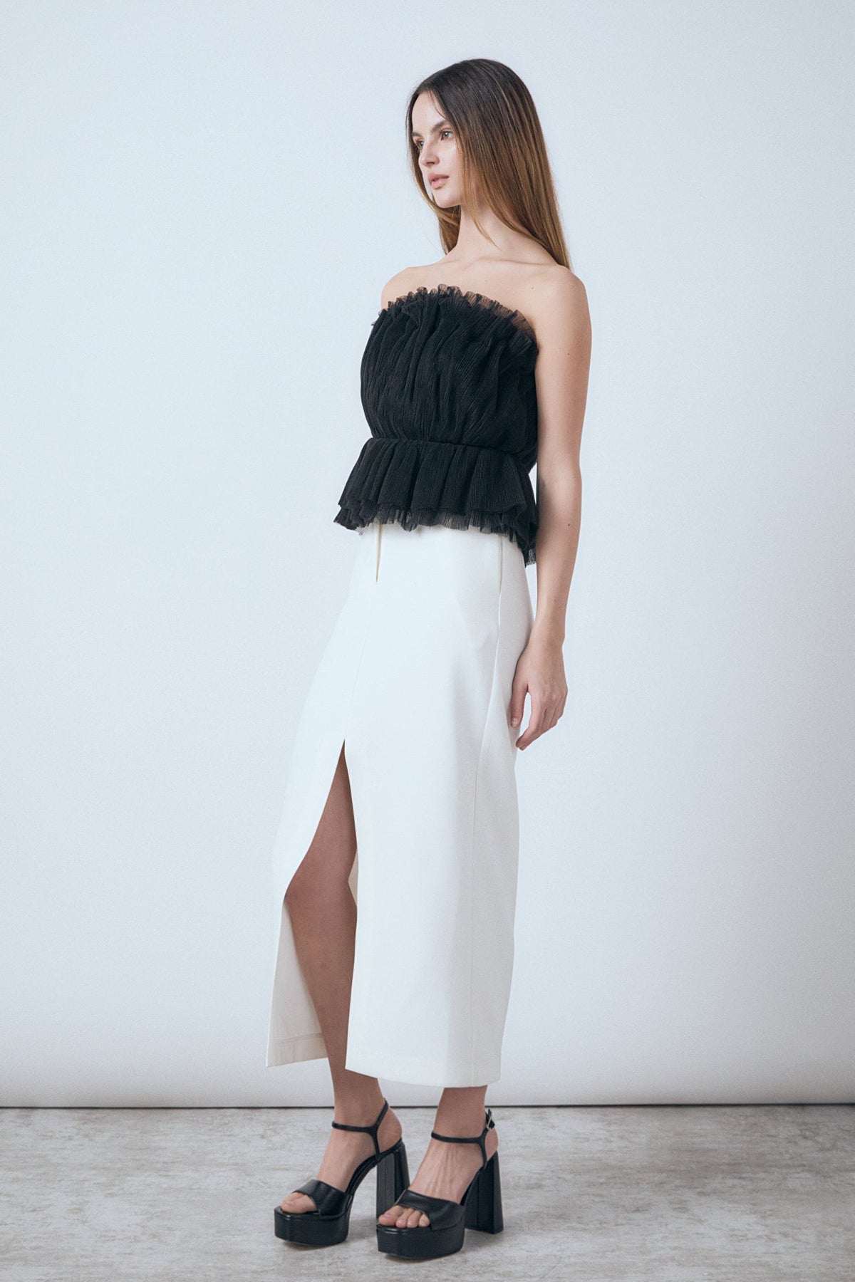 Endless Rose Sale | Strapless Tulle Peplum Top