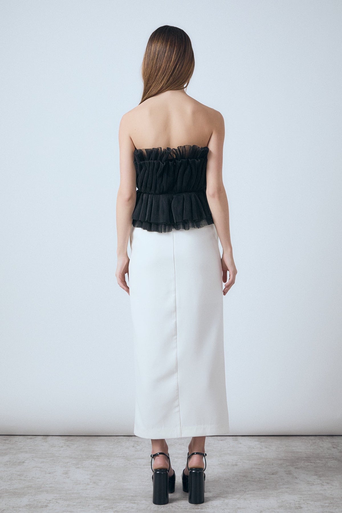 Endless Rose Sale | Strapless Tulle Peplum Top