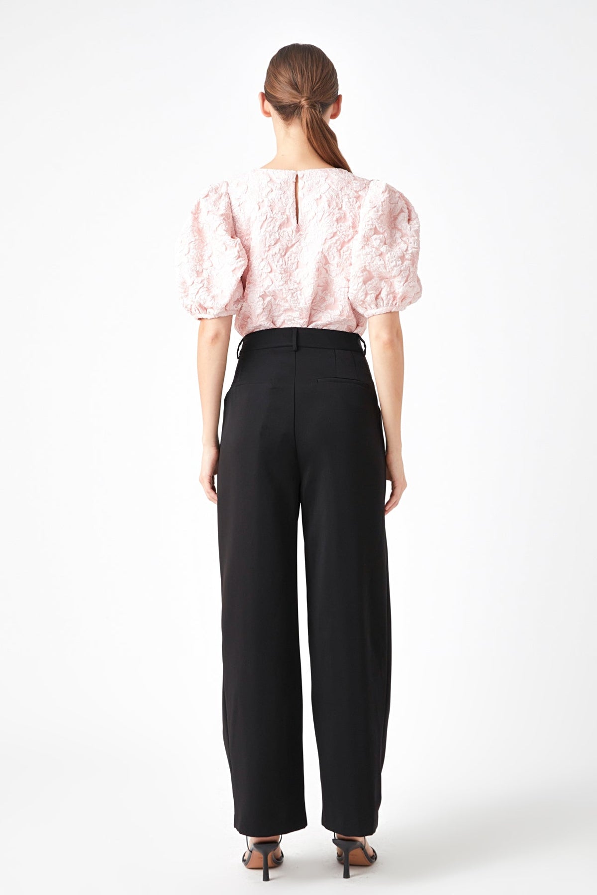 Endless Rose New | Floral Jacquard Puff Sleeve Top
