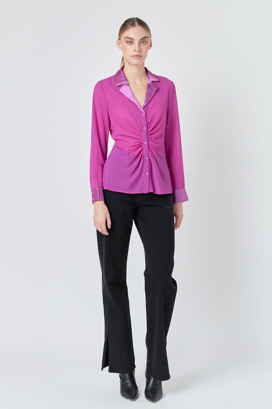 Endless Rose Premium | Front Ruched Chiffon Blouse