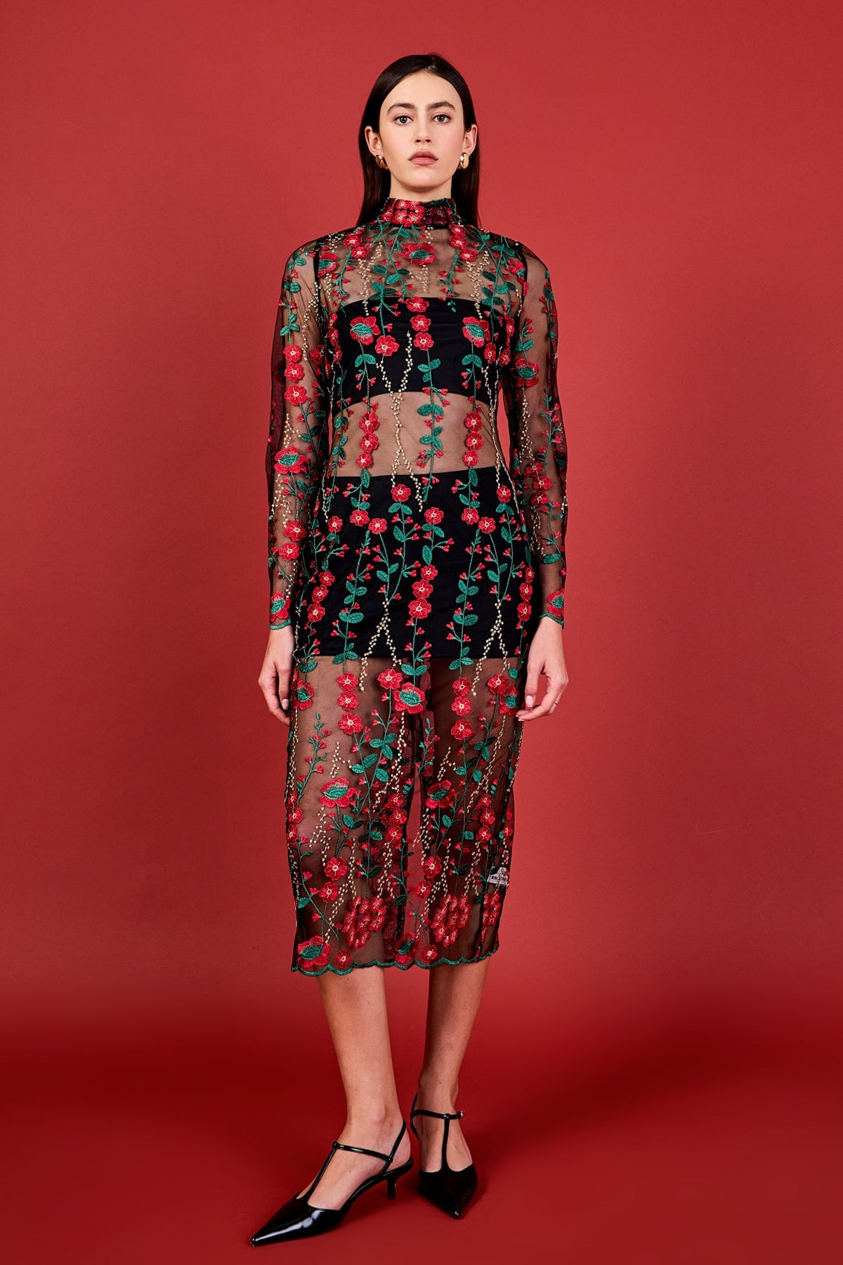 Endless Rose Quality | Floral Embroidered Midi Dress