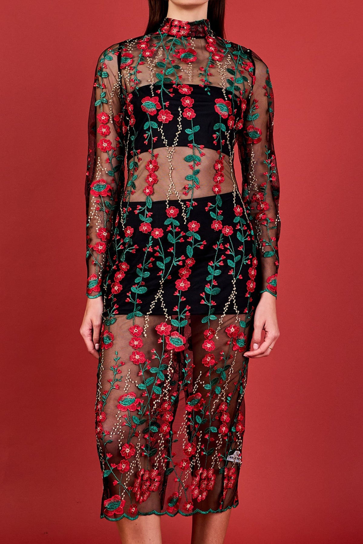 Endless Rose Quality | Floral Embroidered Midi Dress
