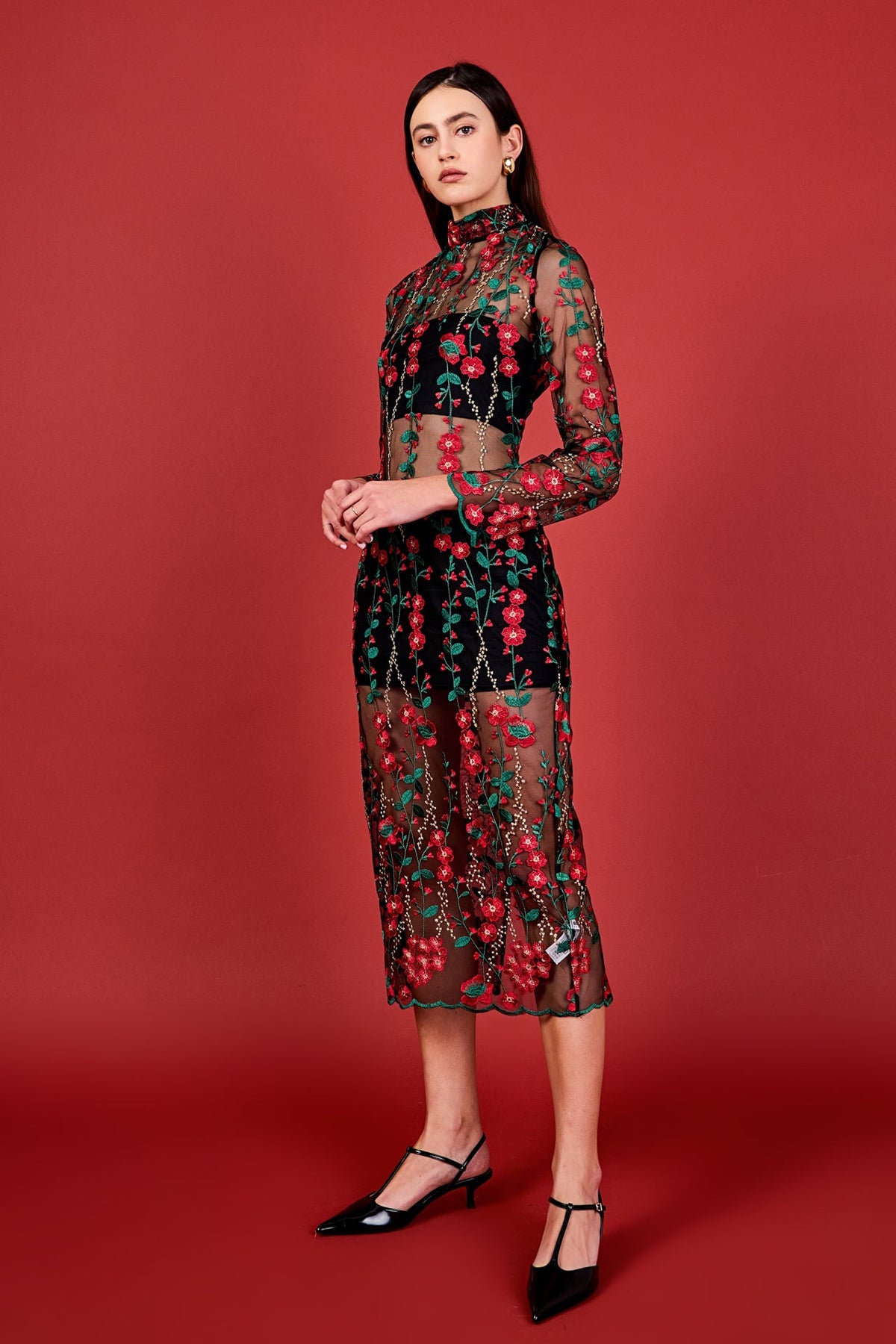 Endless Rose Quality | Floral Embroidered Midi Dress