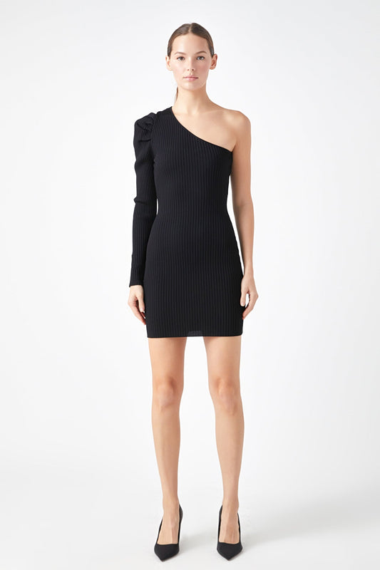 Endless Rose Quality | Puff Sleeve One Shoulder Dress