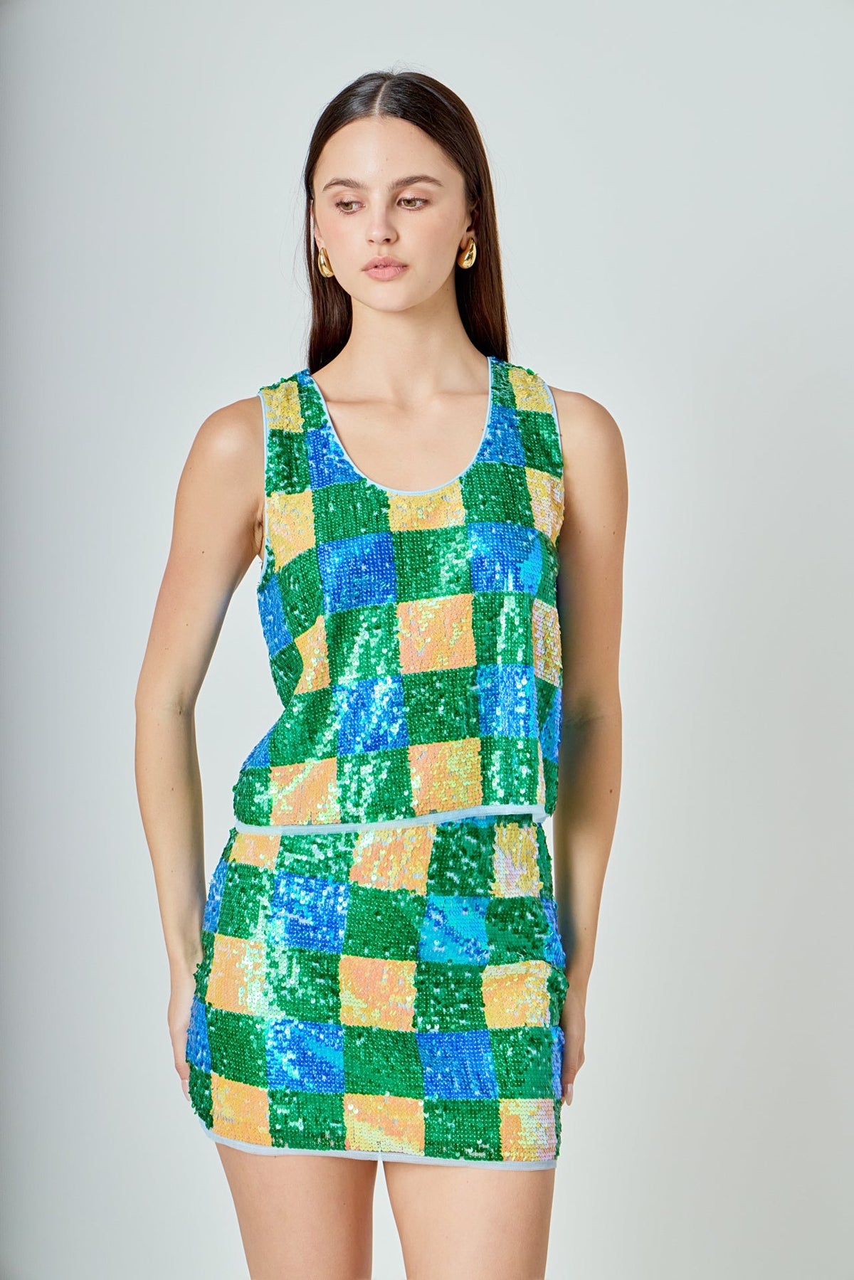 Endless Rose Latest | Checkered Sequined Top