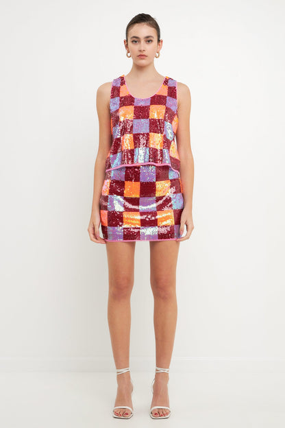 Endless Rose Latest | Checkered Sequined Top