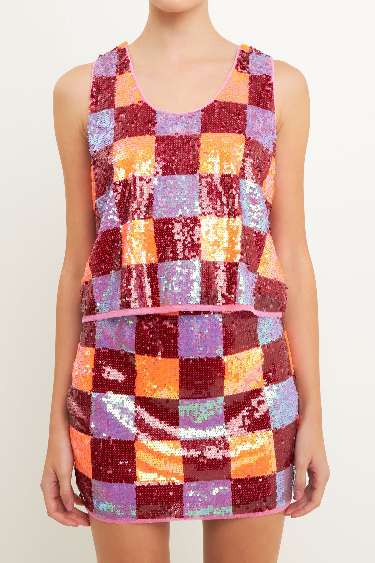 Endless Rose Latest | Checkered Sequined Top