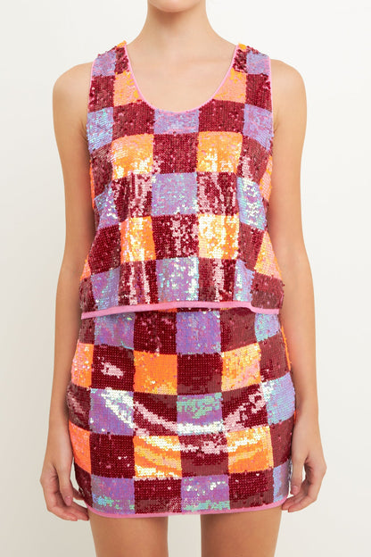 Endless Rose Latest | Checkered Sequined Top