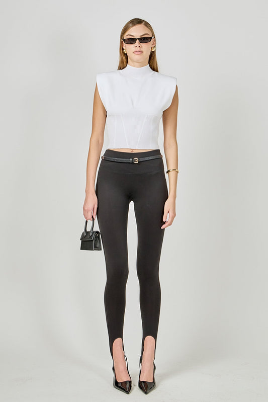 Endless Rose Trending | Mock Neck Padded Knit Top