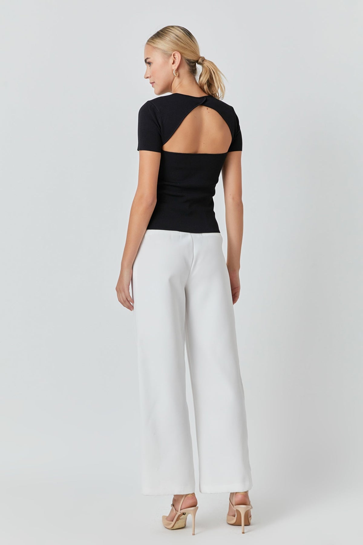 Endless Rose Featured | Back Cut-out Detail Knit Top