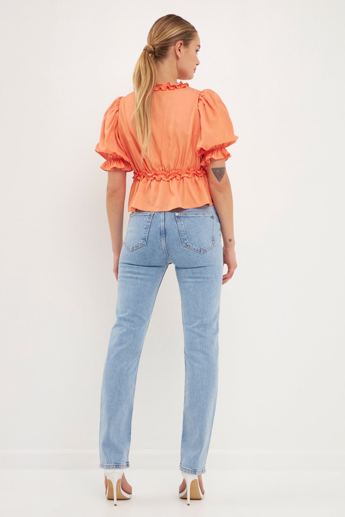 Endless Rose Classic | Ruffle Detail Top with Puff Sleeves