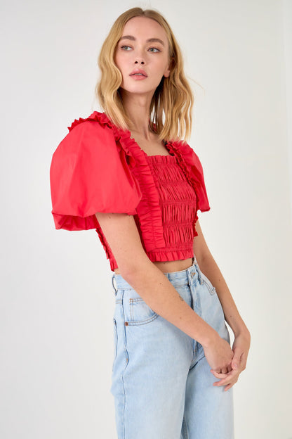 Endless Rose Best Price | Smocked Puff Sleeve Top