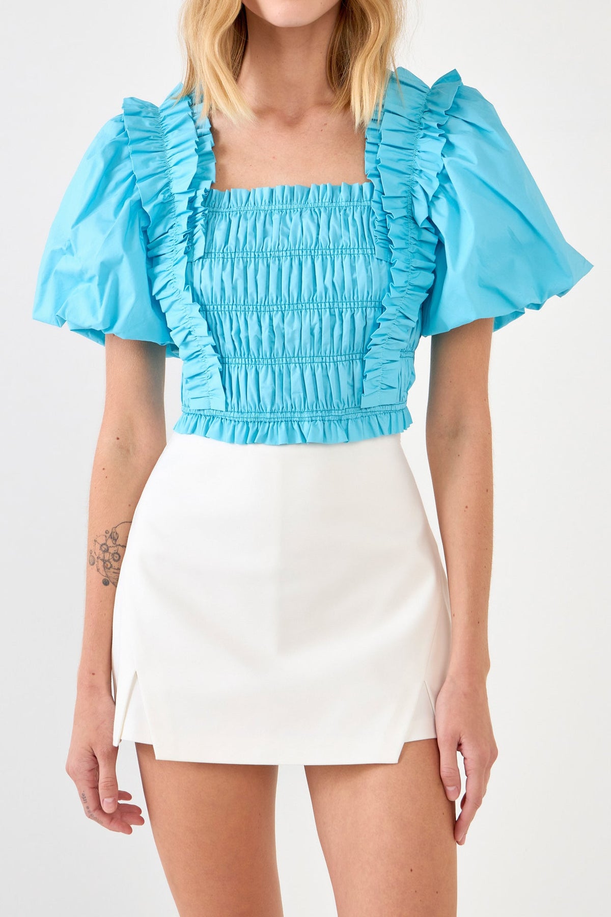 Endless Rose Best Price | Smocked Puff Sleeve Top