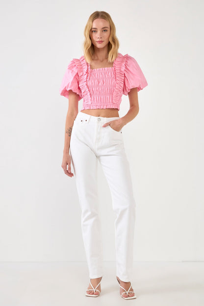 Endless Rose Best Price | Smocked Puff Sleeve Top