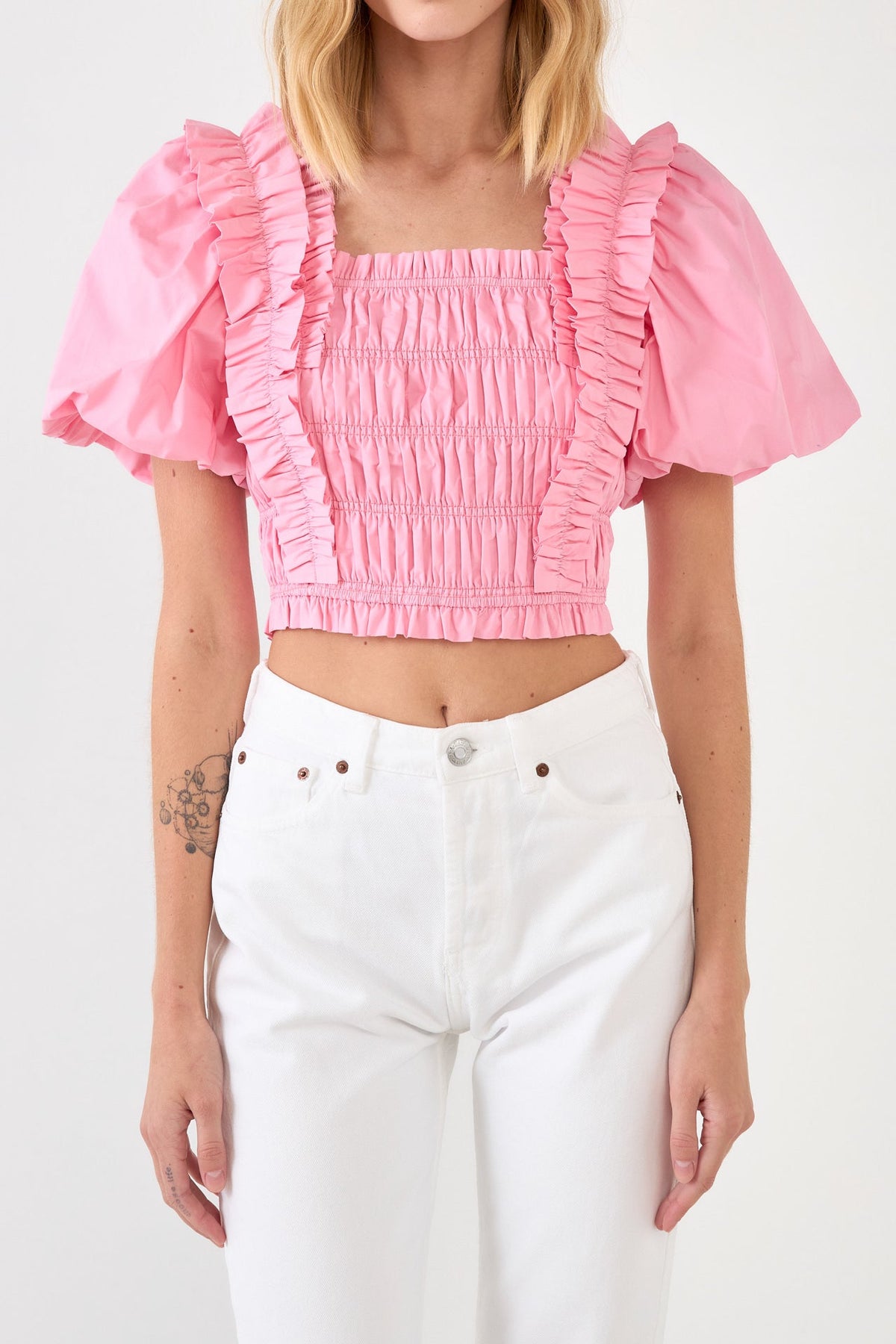 Endless Rose Best Price | Smocked Puff Sleeve Top